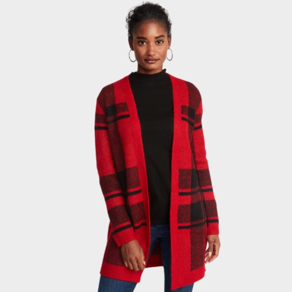Old Navy | Plaid Open-Front Sweater